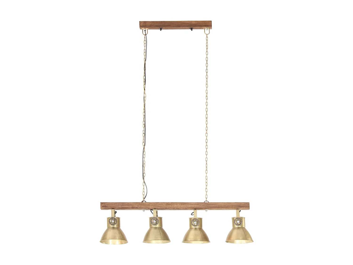 Lámpara de techo industrial madera de mango latón E27 ES222470