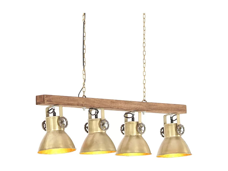 Lámpara de techo industrial madera de mango latón E27 ES222470