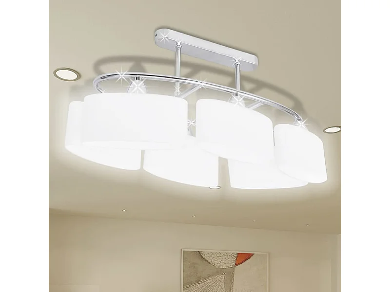 Lâmpada de teto com vidro de sombras em forma oval para 6 E14 Bulbos PT475552