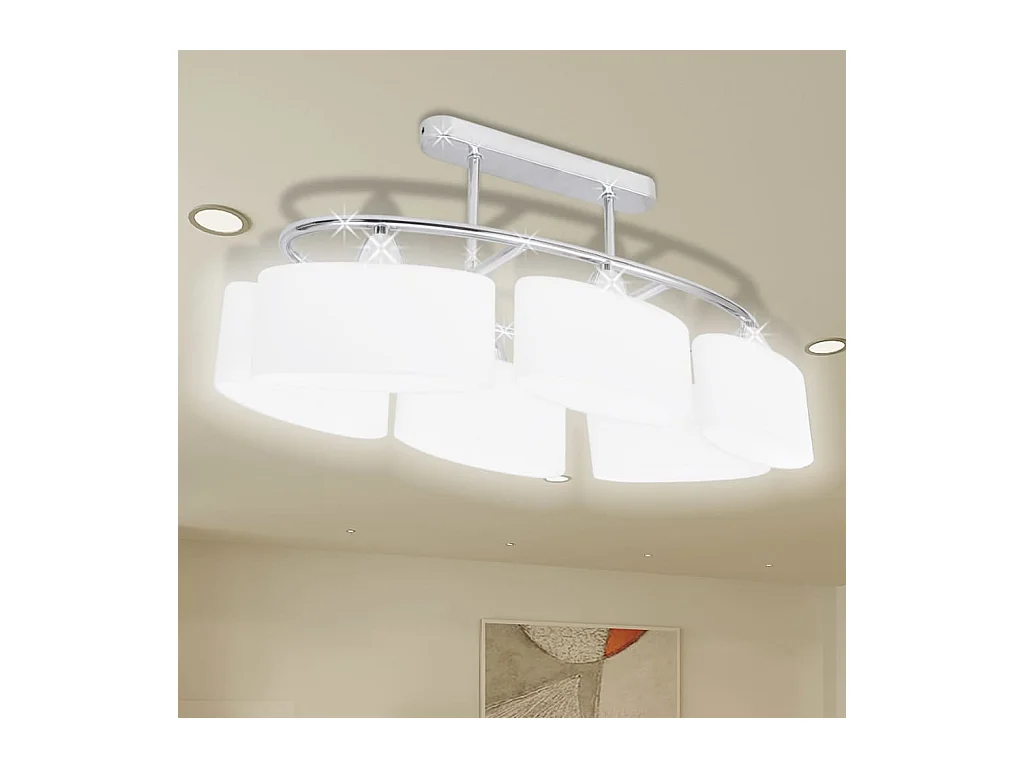 Plafonnier avec abat-jour en verre pour 6 ampoules E14 FR165120