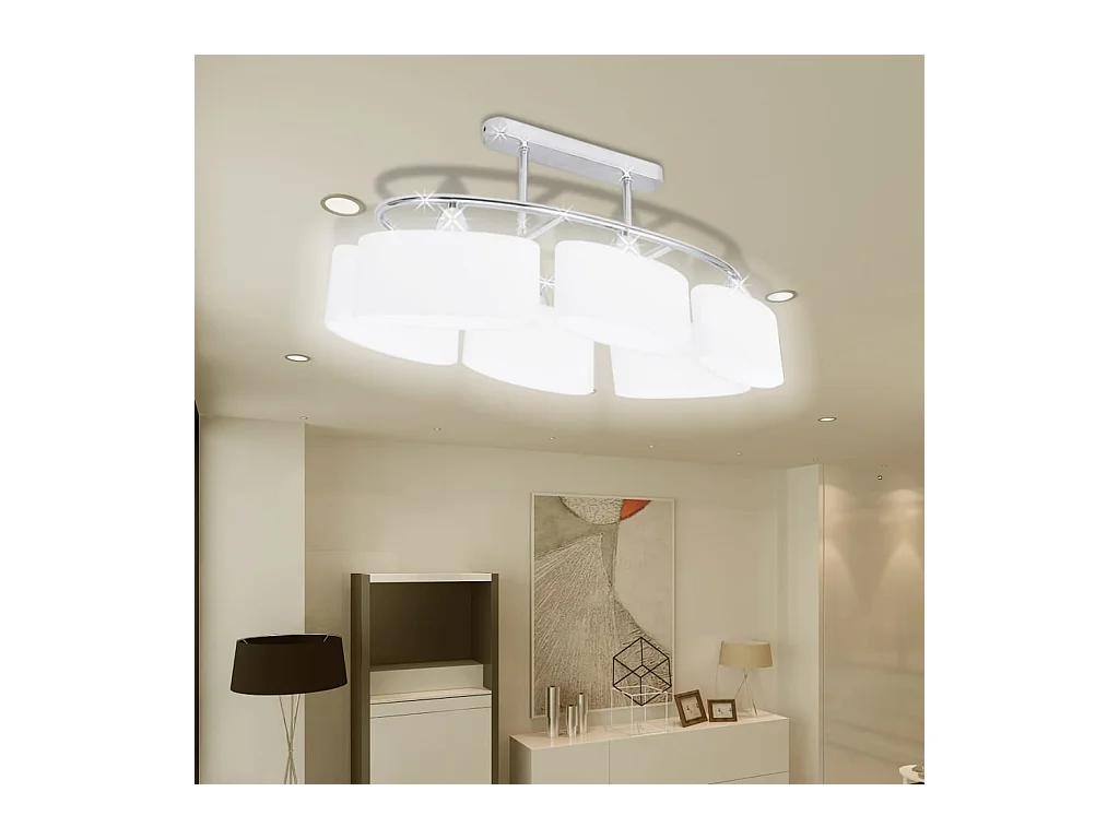 Plafonnier avec abat-jour en verre pour 6 ampoules E14 FR165120