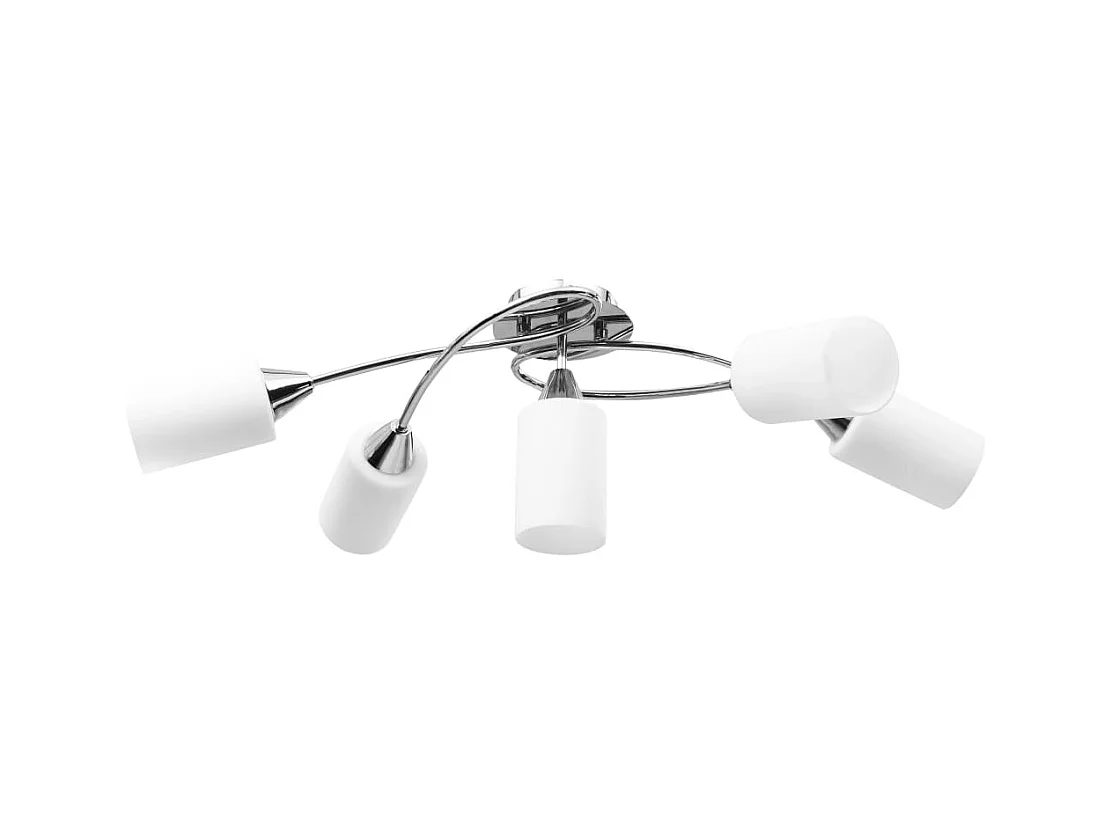 Plafonnier avec abat-jour en verre 5 ampoules E14 Blanc Cône FR220011