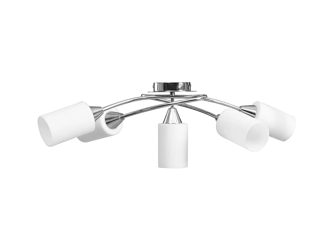 Plafonnier avec abat-jour en verre 5 ampoules E14 Blanc Cône FR220011