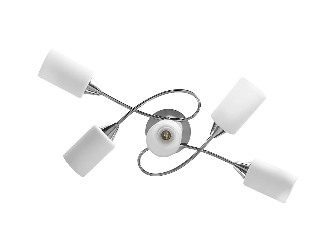 Plafonnier avec abat-jour en verre 5 ampoules E14 Blanc Cône FR220011