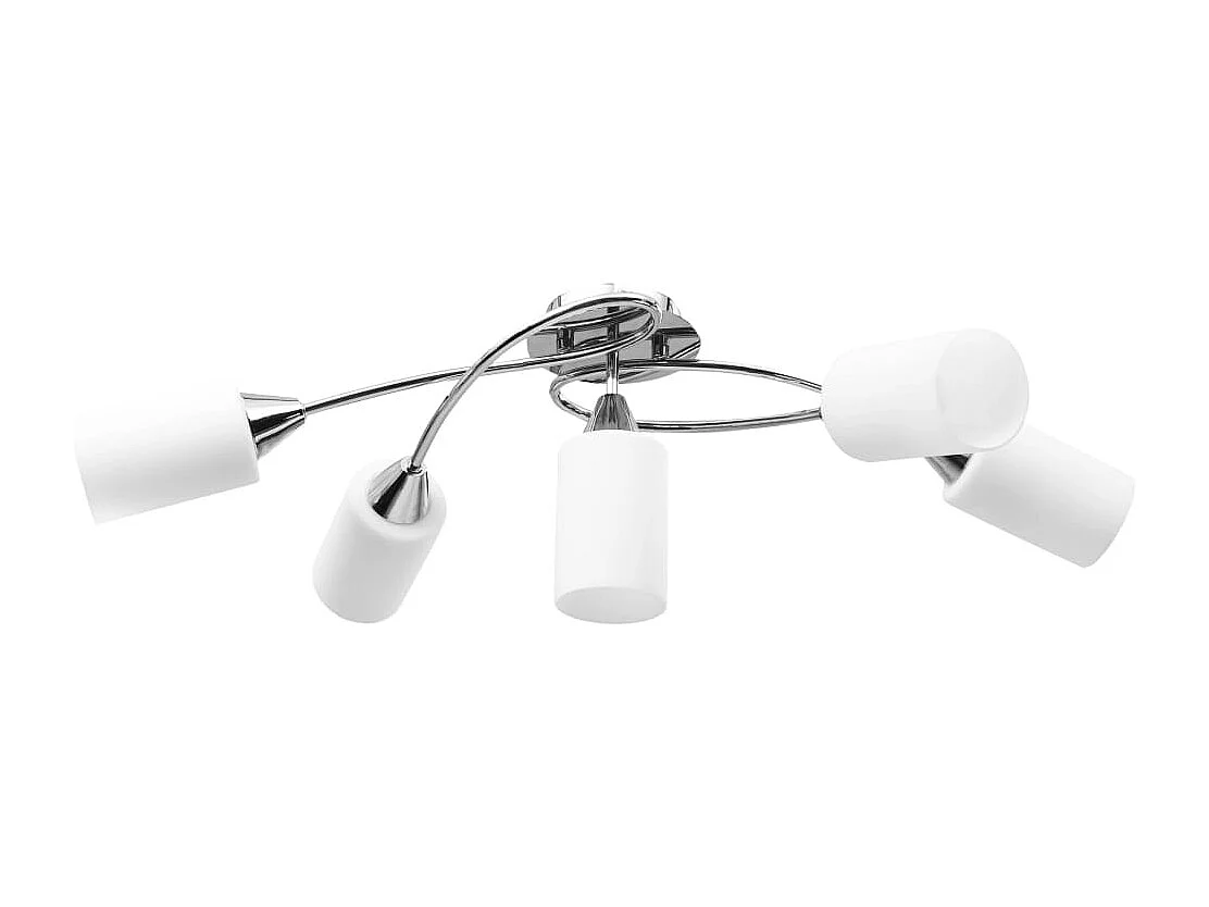 Plafonnier avec abat-jour en verre 5 ampoules E14 Blanc Cône FR220011