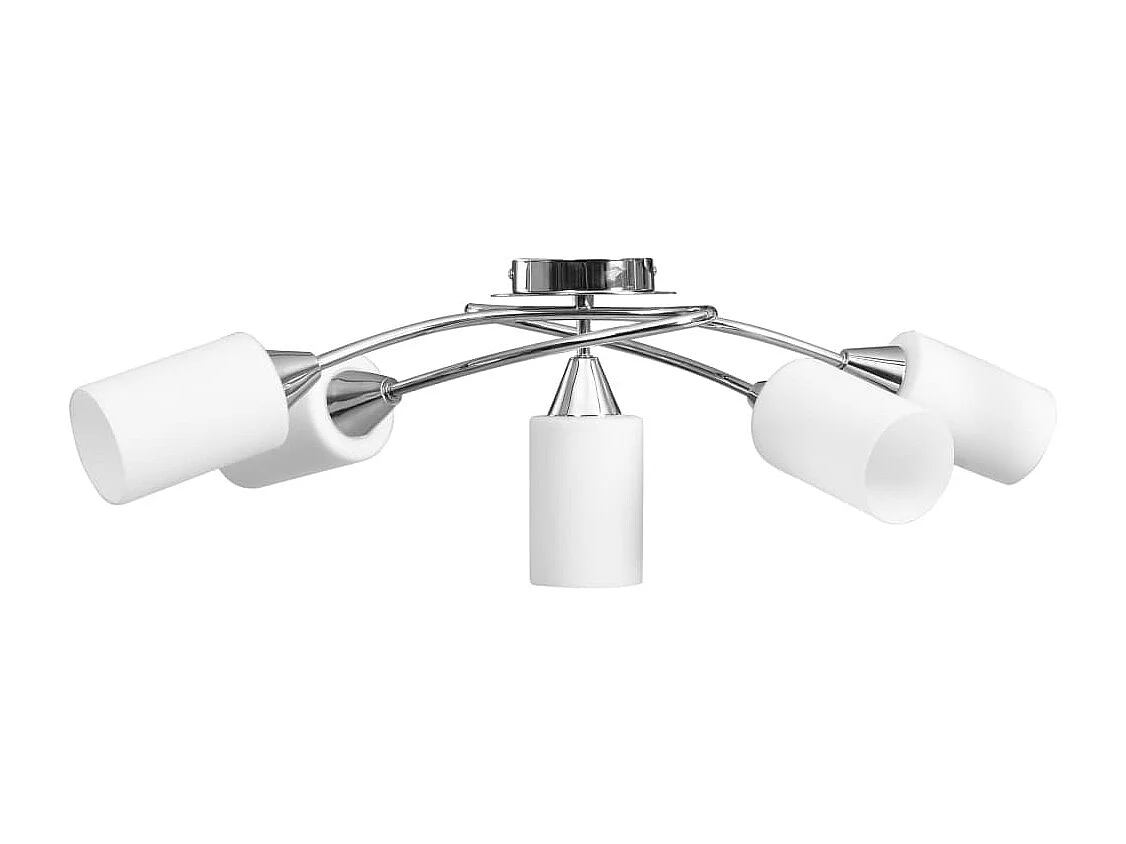 Plafonnier avec abat-jour en verre 5 ampoules E14 Blanc Cône FR220011