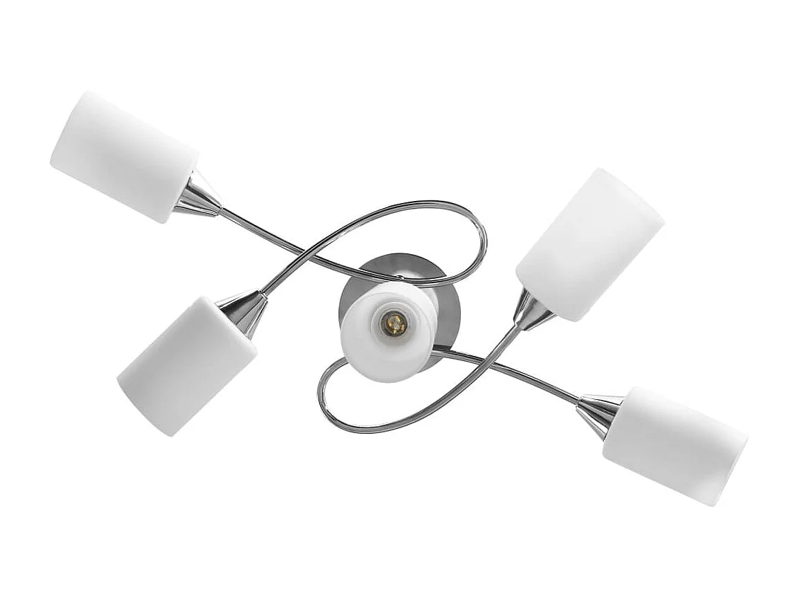 Plafonnier avec abat-jour en verre 5 ampoules E14 Blanc Cône FR220011