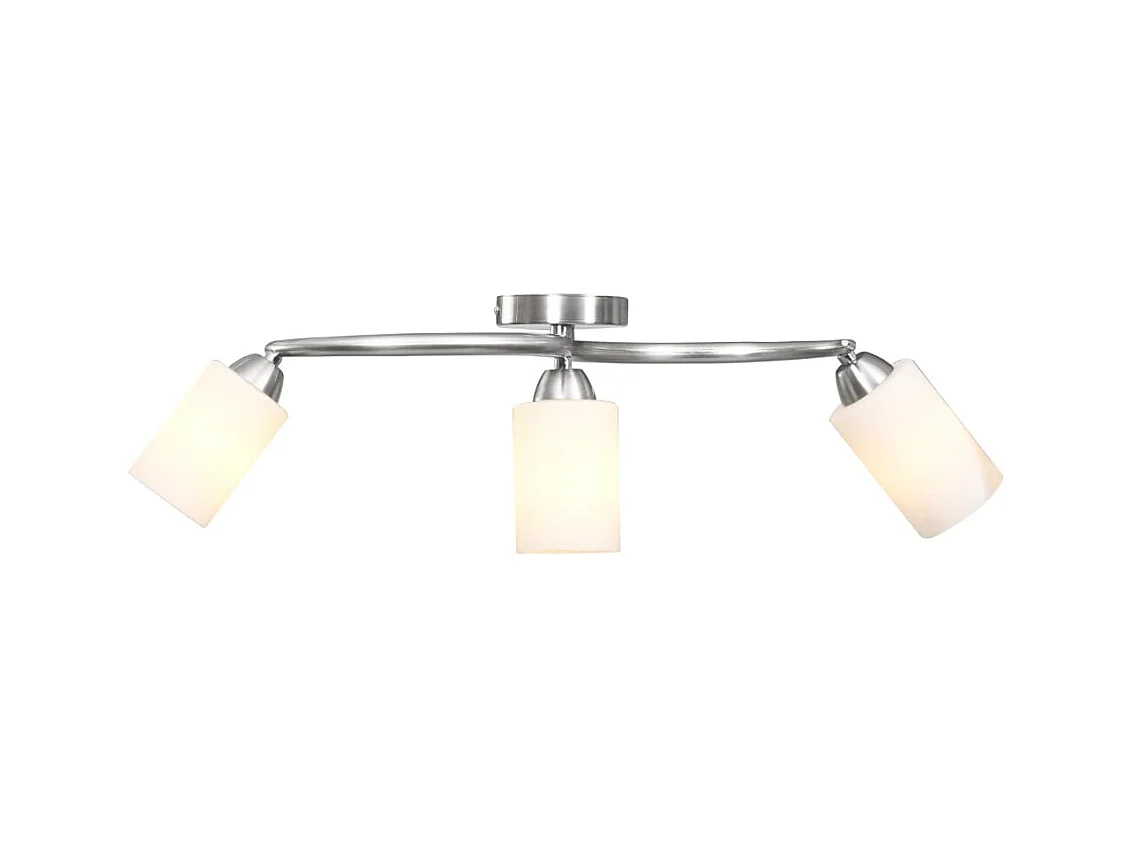 Plafonnier avec abat-jour en verre 3 ampoules E14 Blanc  Cône FR100448