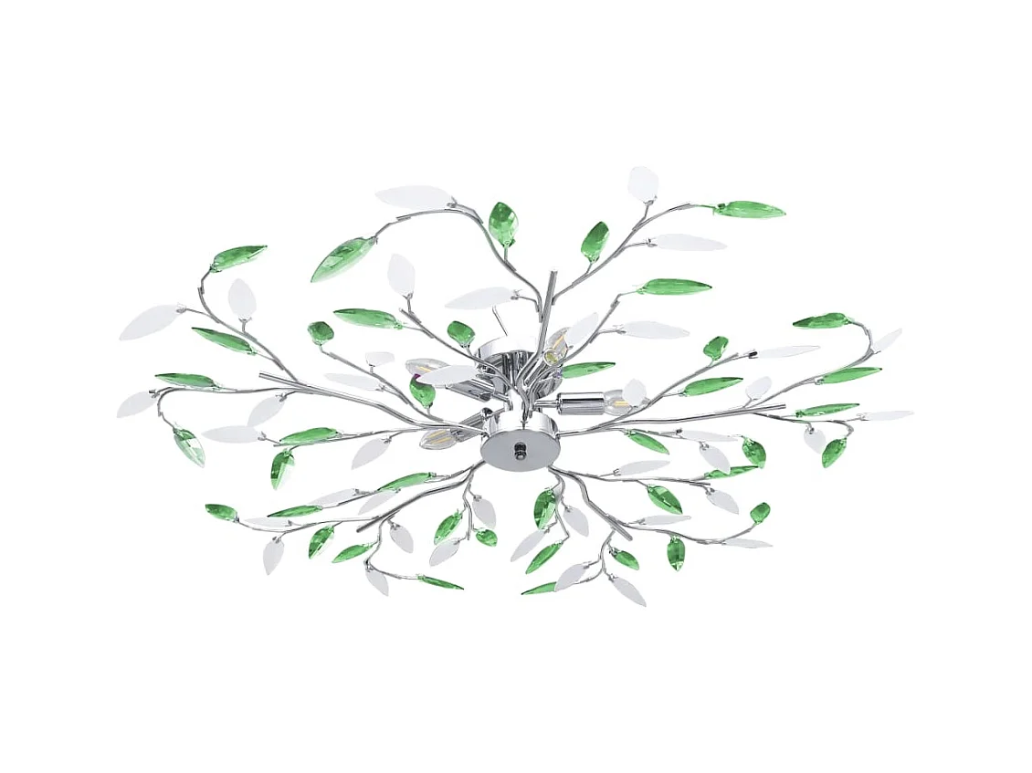 Plafondlamp met acryl kristallen bladarmen voor 5xE14 groen BE139192