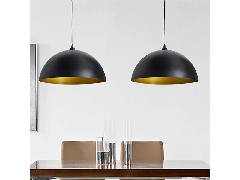 Plafonniers 2 pcs Hauteur réglable Semi-sphérique Noir FR607444