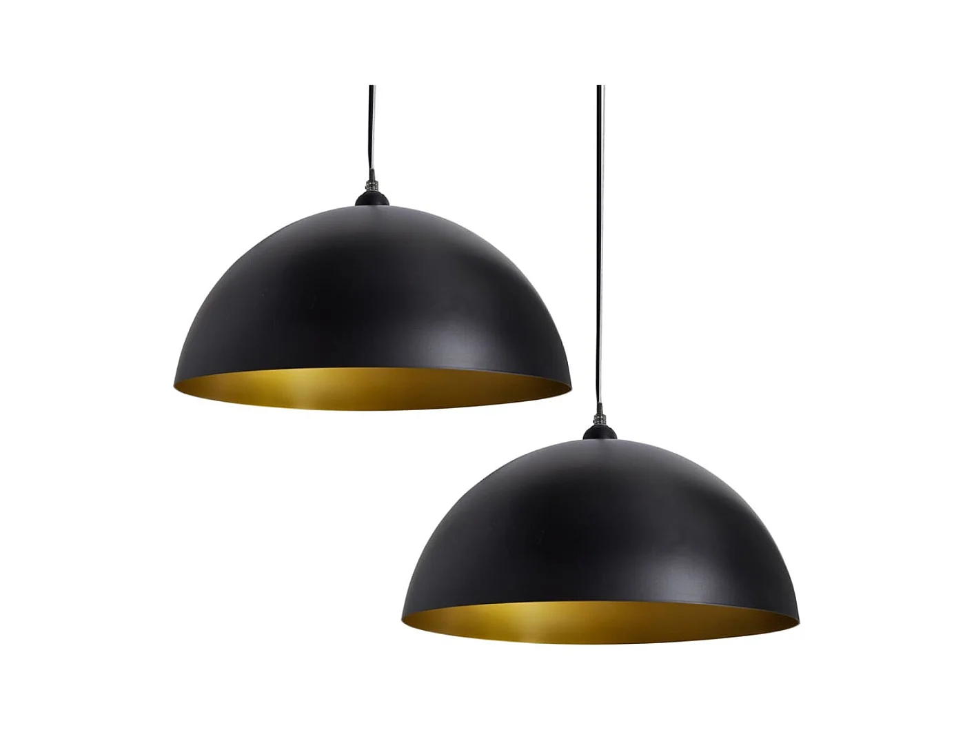 Lámpara de techo 2 uds altura ajustable semiesférica negra ES793355