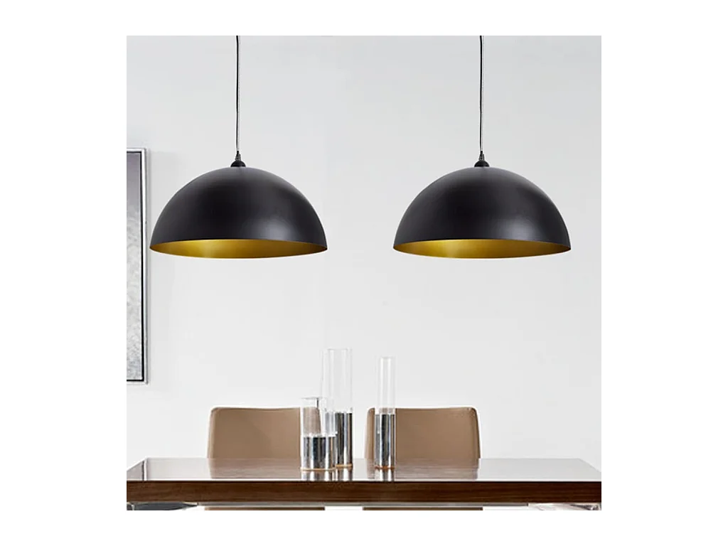 Plafonniers 2 pcs Hauteur réglable Semi-sphérique Noir FR607444