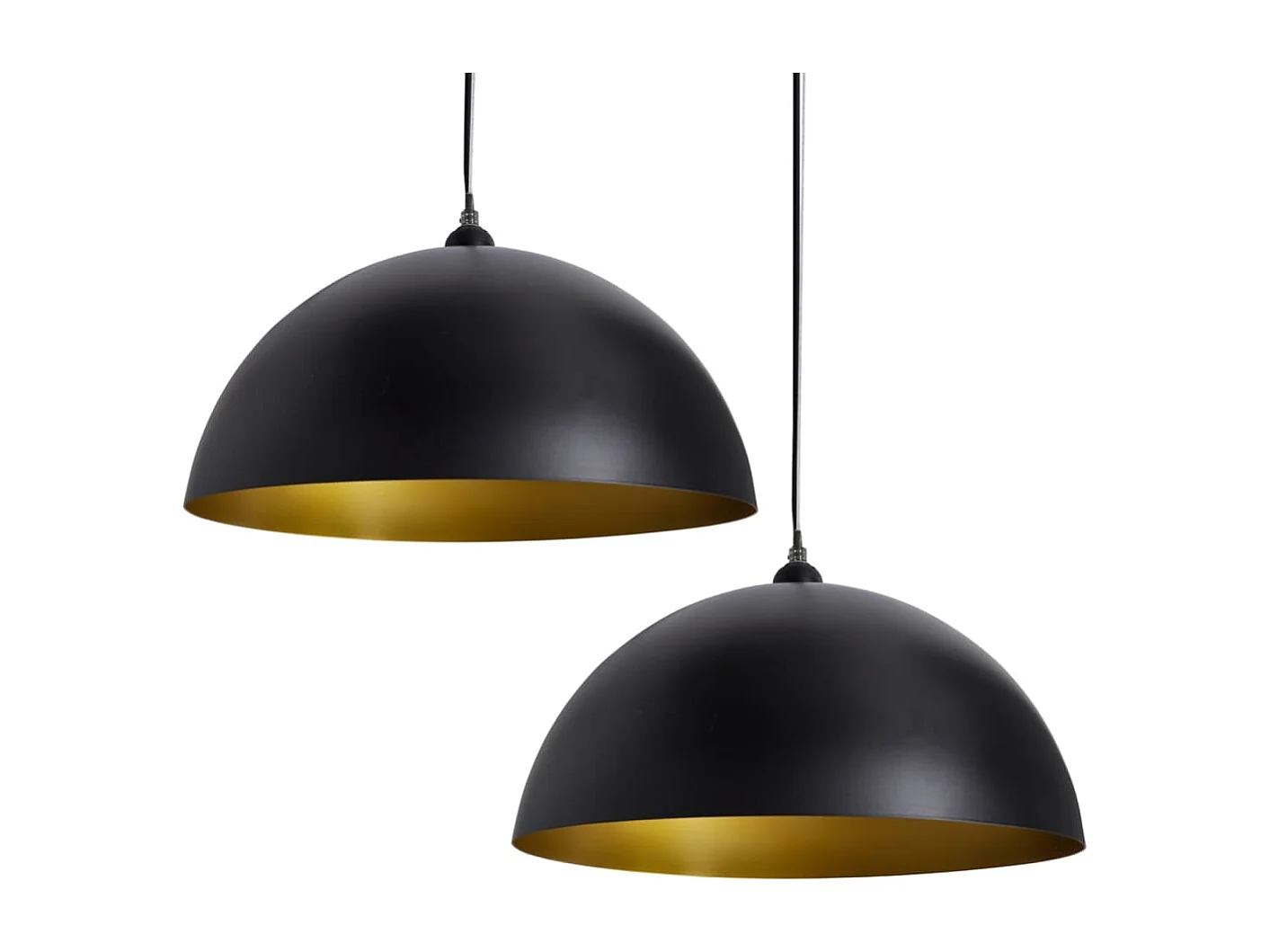 Plafonniers 2 pcs Hauteur réglable Semi-sphérique Noir FR607444