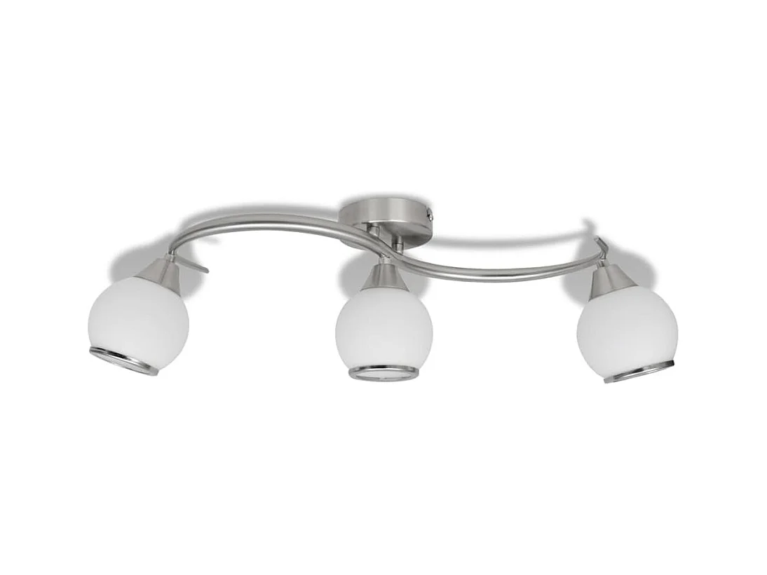 Plafonnier avec abat-jour en verre sur rail pour 3 ampoules E14 FR805494