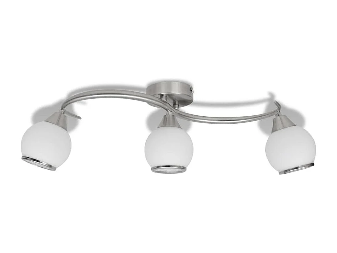 Plafonnier avec abat-jour en verre sur rail pour 3 ampoules E14 FR805494