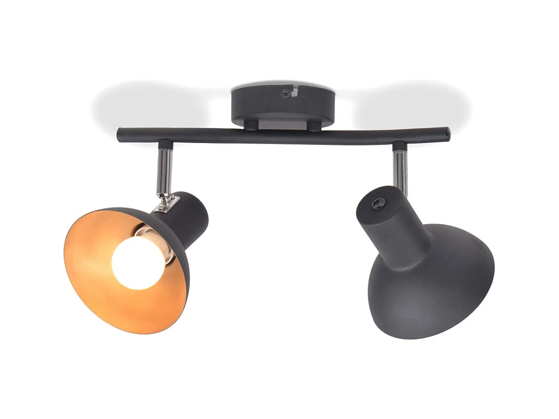 Plafonnier pour 2 ampoules E27 Noir et doré FR328915