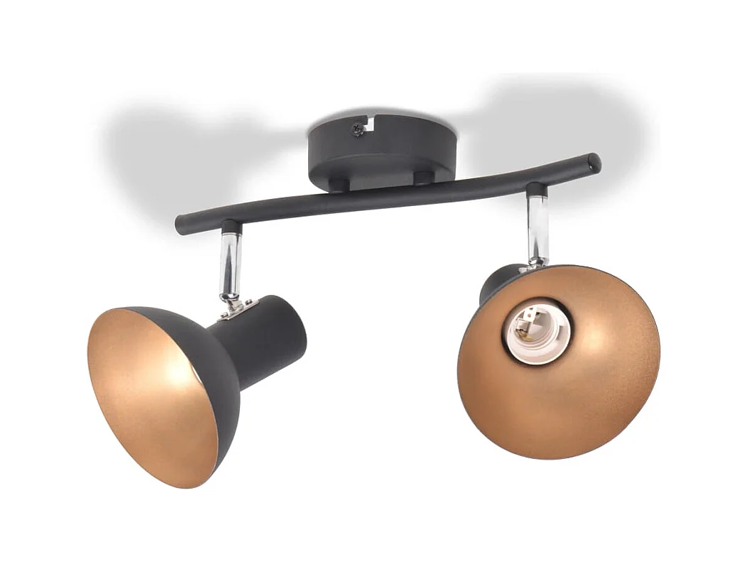 Plafonnier pour 2 ampoules E27 Noir et doré FR328915