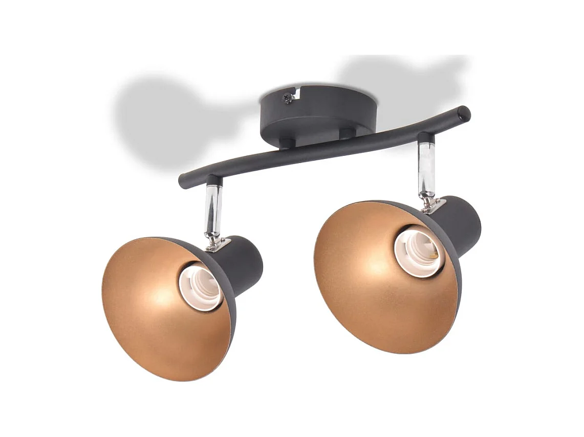 Plafonnier pour 2 ampoules E27 Noir et doré FR328915