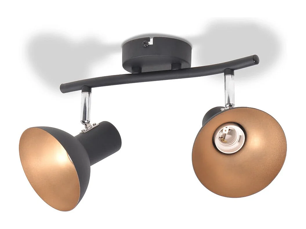Plafonnier pour 2 ampoules E27 Noir et doré FR328915