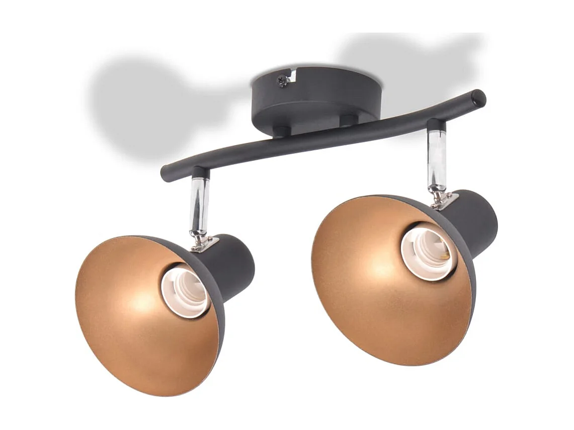 Plafonnier pour 2 ampoules E27 Noir et doré FR328915
