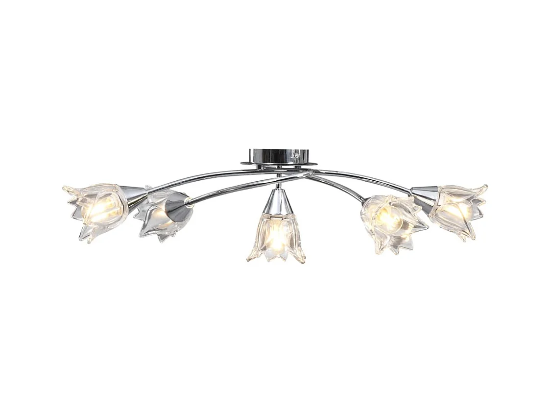 Plafonnier et abat-jour verre transparent 5 ampoules E14 Tulipe FR743478