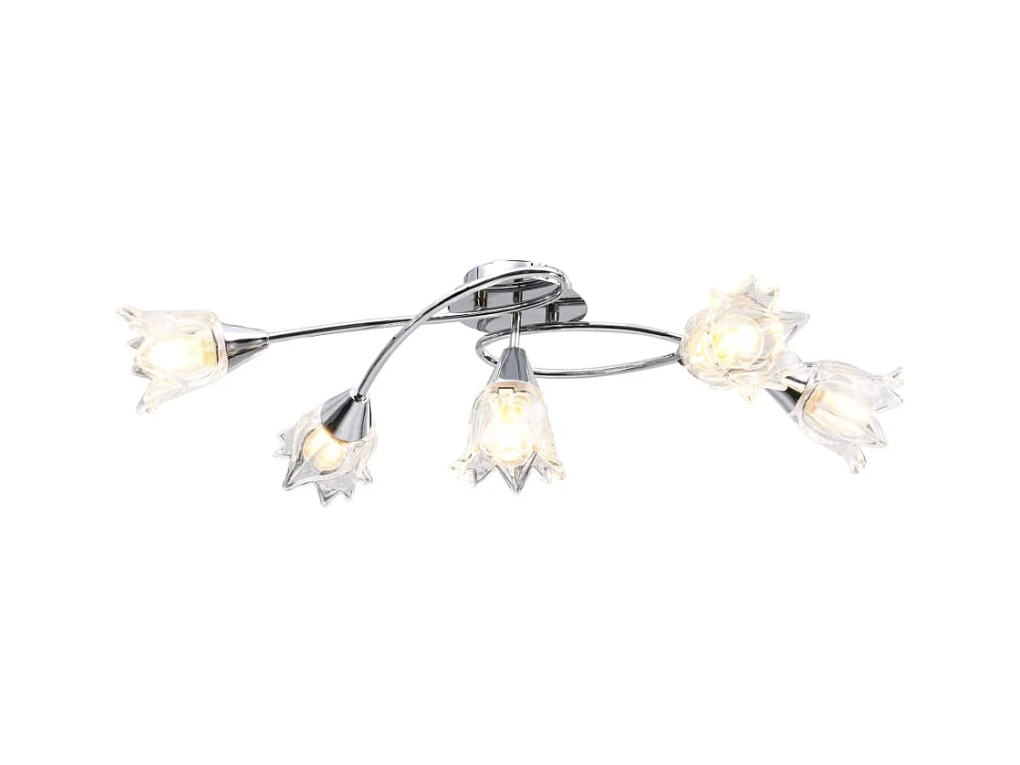 Plafonnier et abat-jour verre transparent 5 ampoules E14 Tulipe FR743478