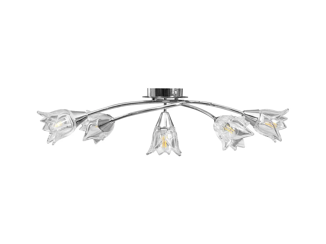 Plafonnier et abat-jour verre transparent 5 ampoules E14 Tulipe FR743478