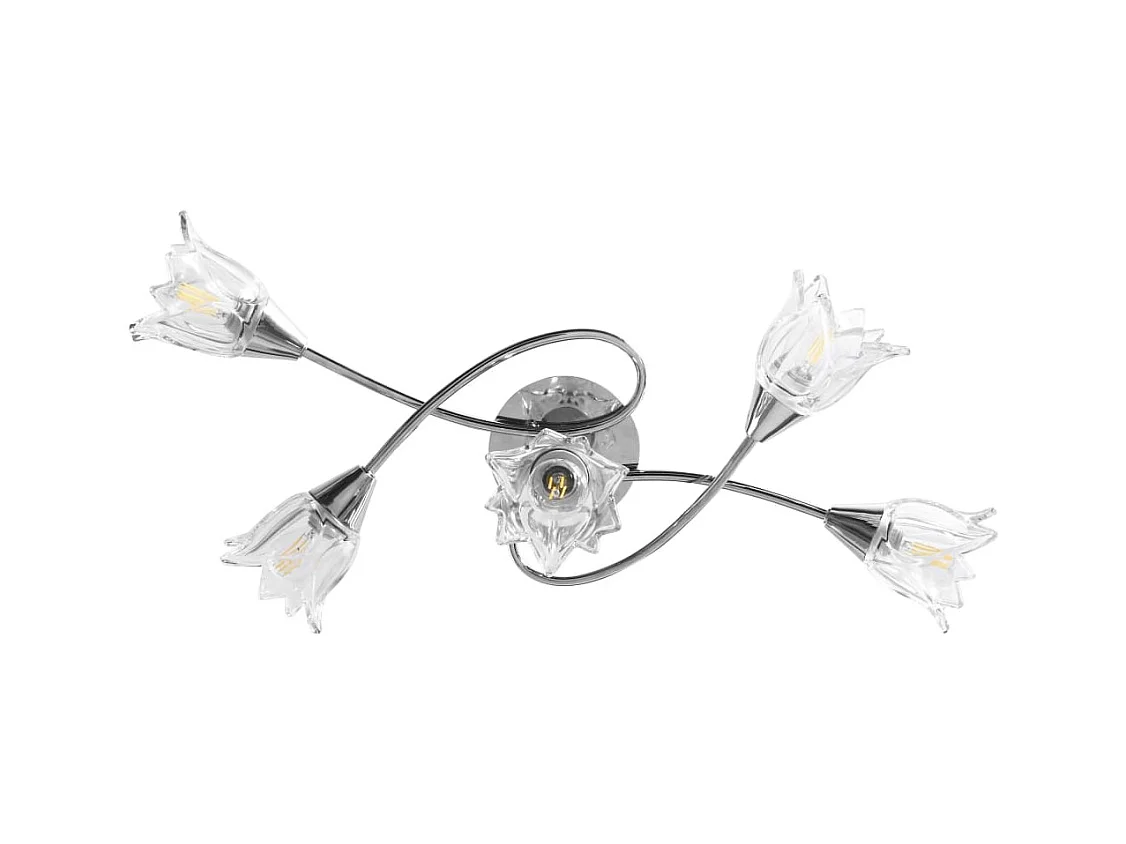 Plafonnier et abat-jour verre transparent 5 ampoules E14 Tulipe FR743478