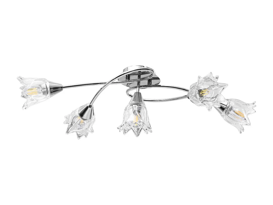 Plafonnier et abat-jour verre transparent 5 ampoules E14 Tulipe FR743478