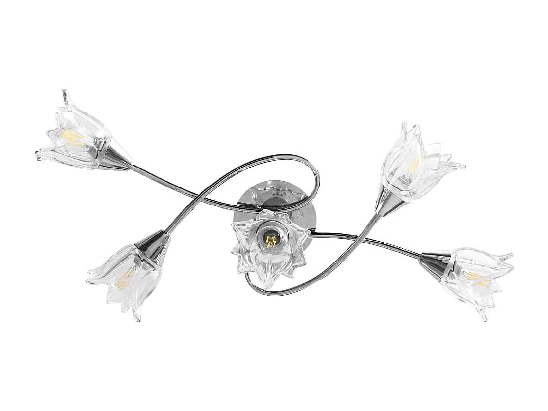 Plafonnier et abat-jour verre transparent 5 ampoules E14 Tulipe FR743478