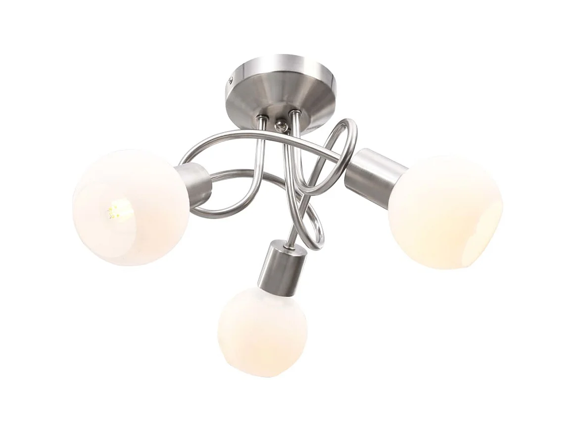 Plafonnier avec abat-jour en verre 3 ampoules E14 Blanc  Bol FR824267