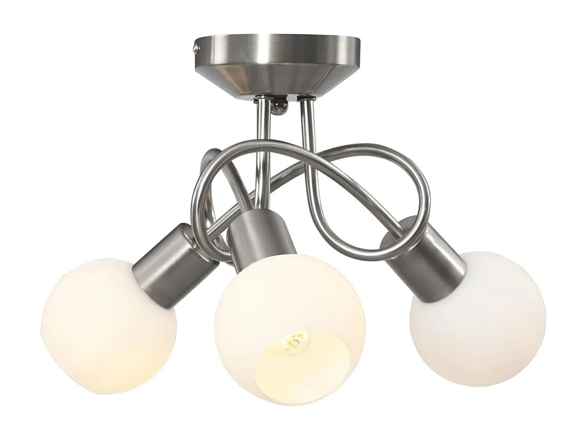 Plafonnier avec abat-jour en verre 3 ampoules E14 Blanc  Bol FR824267