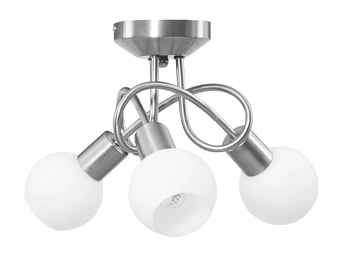 Plafonnier avec abat-jour en verre 3 ampoules E14 Blanc  Bol FR824267