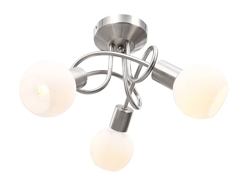 Plafonnier avec abat-jour en verre 3 ampoules E14 Blanc  Bol FR824267