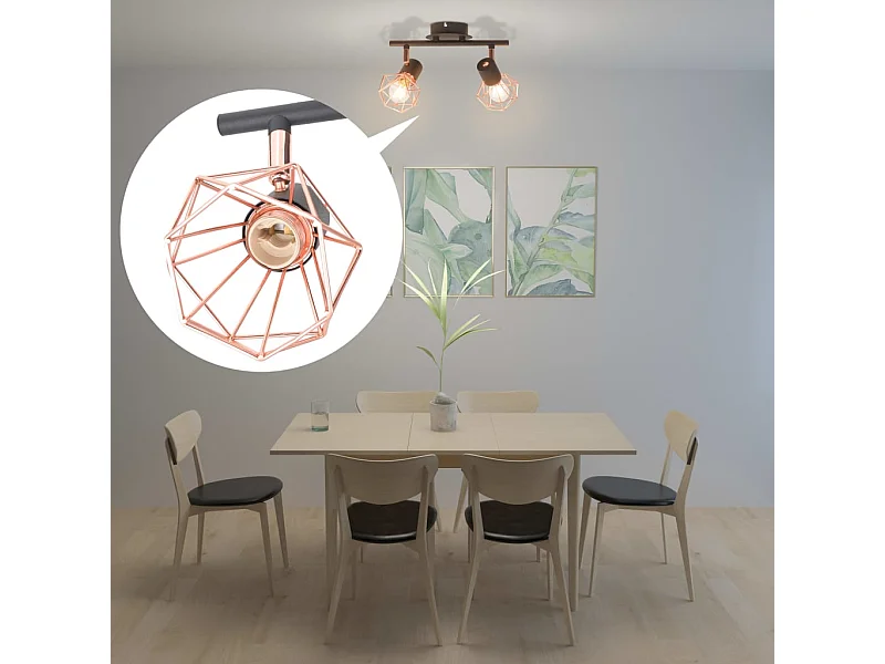 Candeeiro de teto com 2 lâmpadas filamentos LED 8 W PT172756