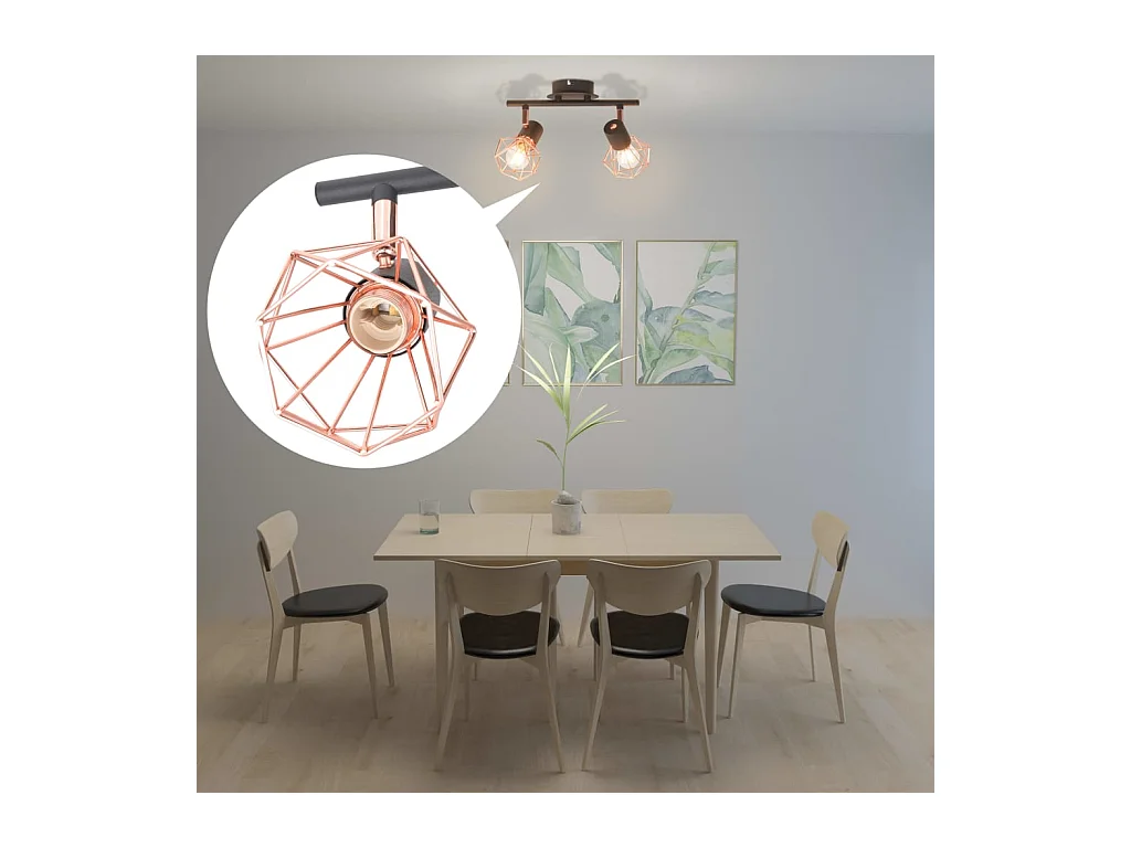 Candeeiro de teto com 2 lâmpadas filamentos LED 8 W PT172756