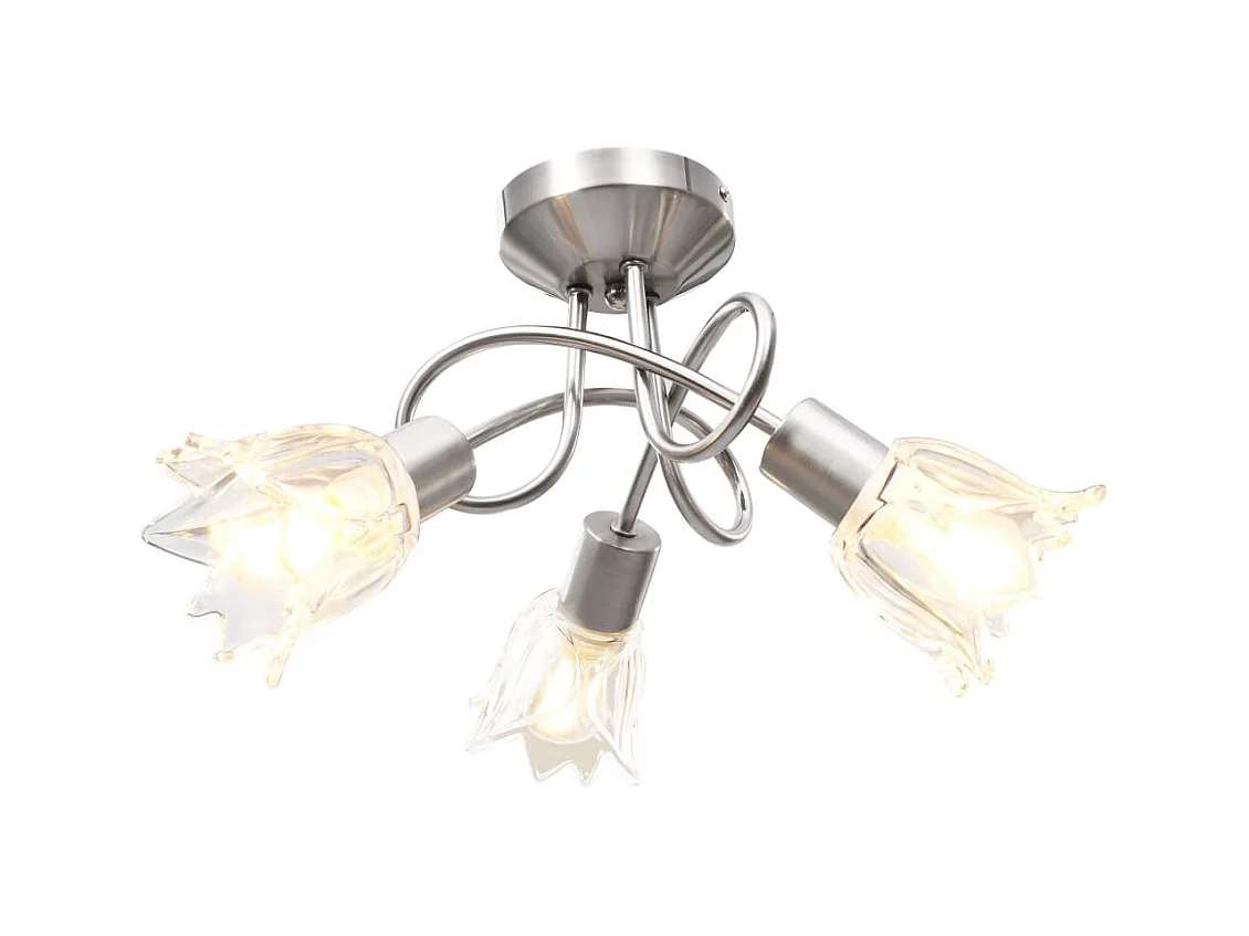 Plafonnier et abat-jour verre transparent 3 ampoules E14 Tulipe FR211162