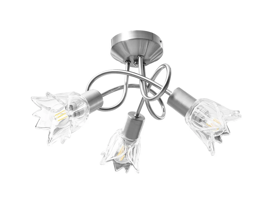 Plafonnier et abat-jour verre transparent 3 ampoules E14 Tulipe FR211162