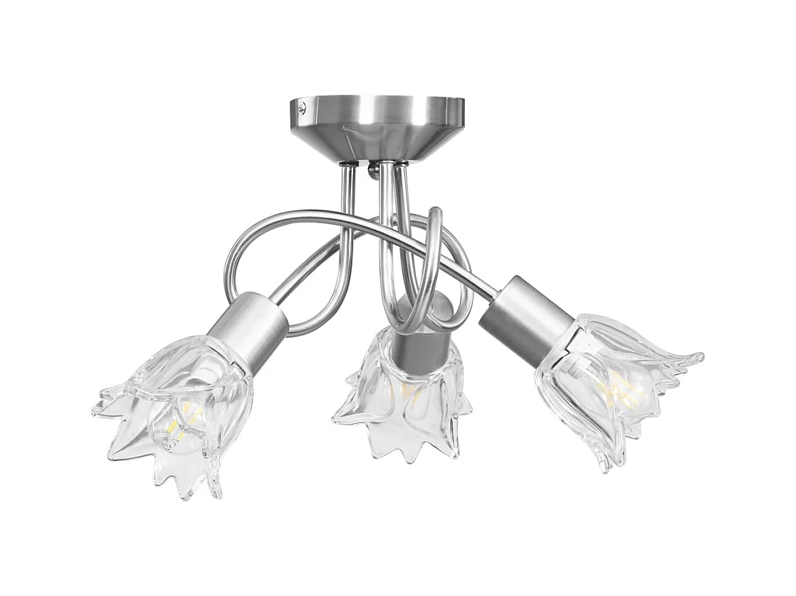 Plafonnier et abat-jour verre transparent 3 ampoules E14 Tulipe FR211162