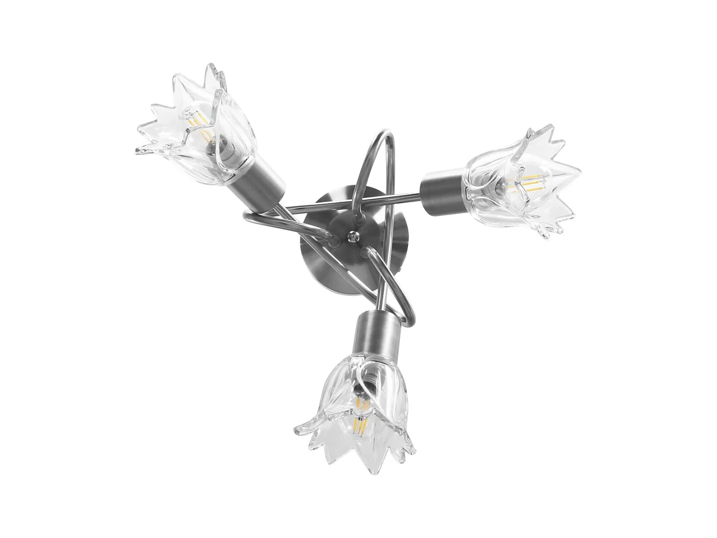 Plafonnier et abat-jour verre transparent 3 ampoules E14 Tulipe FR211162