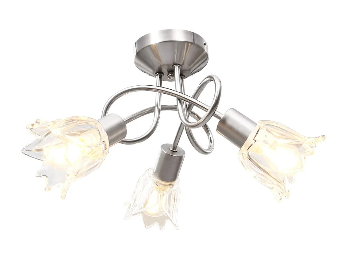 Plafonnier et abat-jour verre transparent 3 ampoules E14 Tulipe FR211162