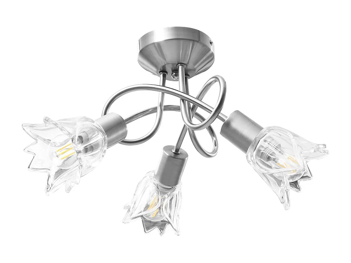 Plafonnier et abat-jour verre transparent 3 ampoules E14 Tulipe FR211162