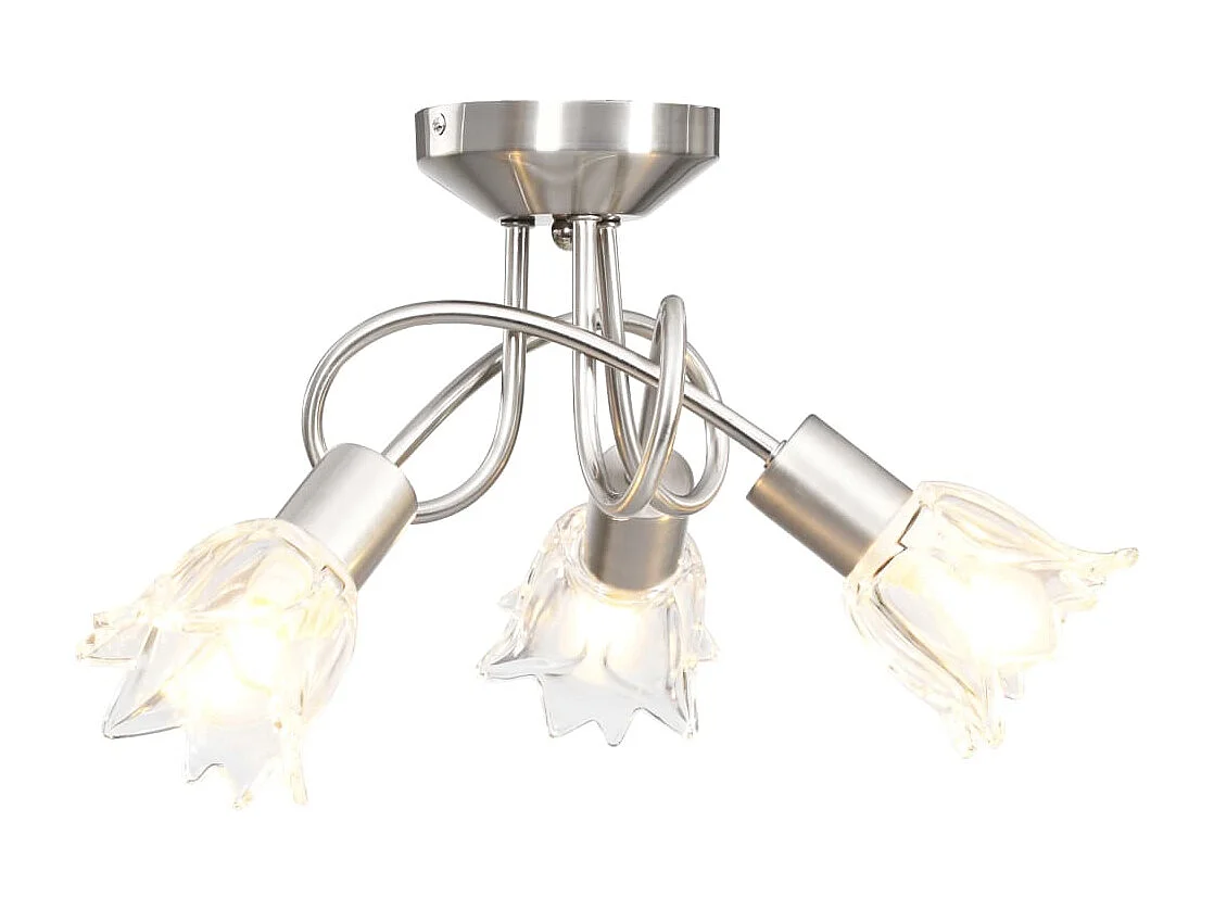 Plafonnier et abat-jour verre transparent 3 ampoules E14 Tulipe FR211162