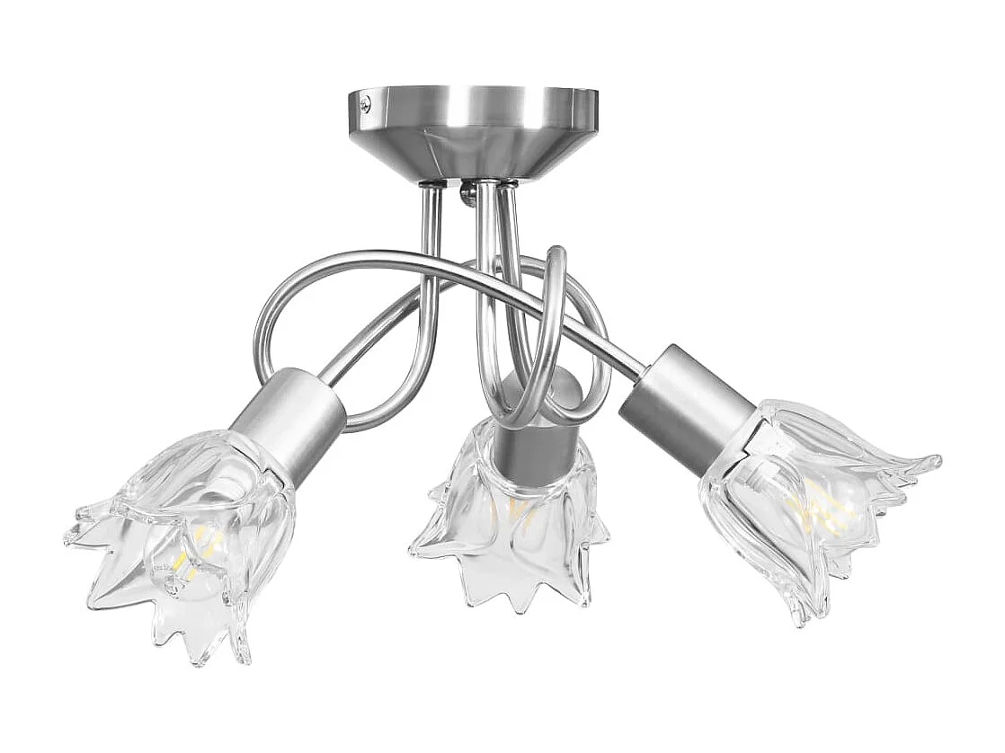 Plafonnier et abat-jour verre transparent 3 ampoules E14 Tulipe FR211162