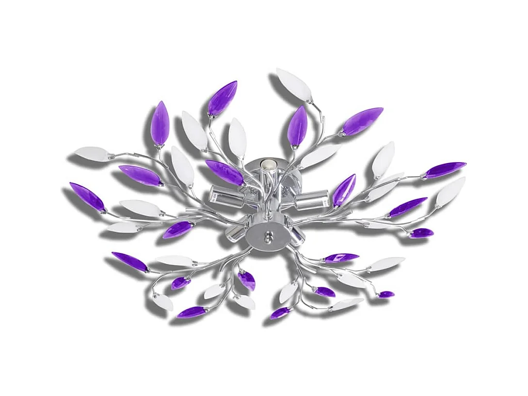 Plafonnier avec bras en acrylique Violet et blanc 5ampoules E14 FR653488