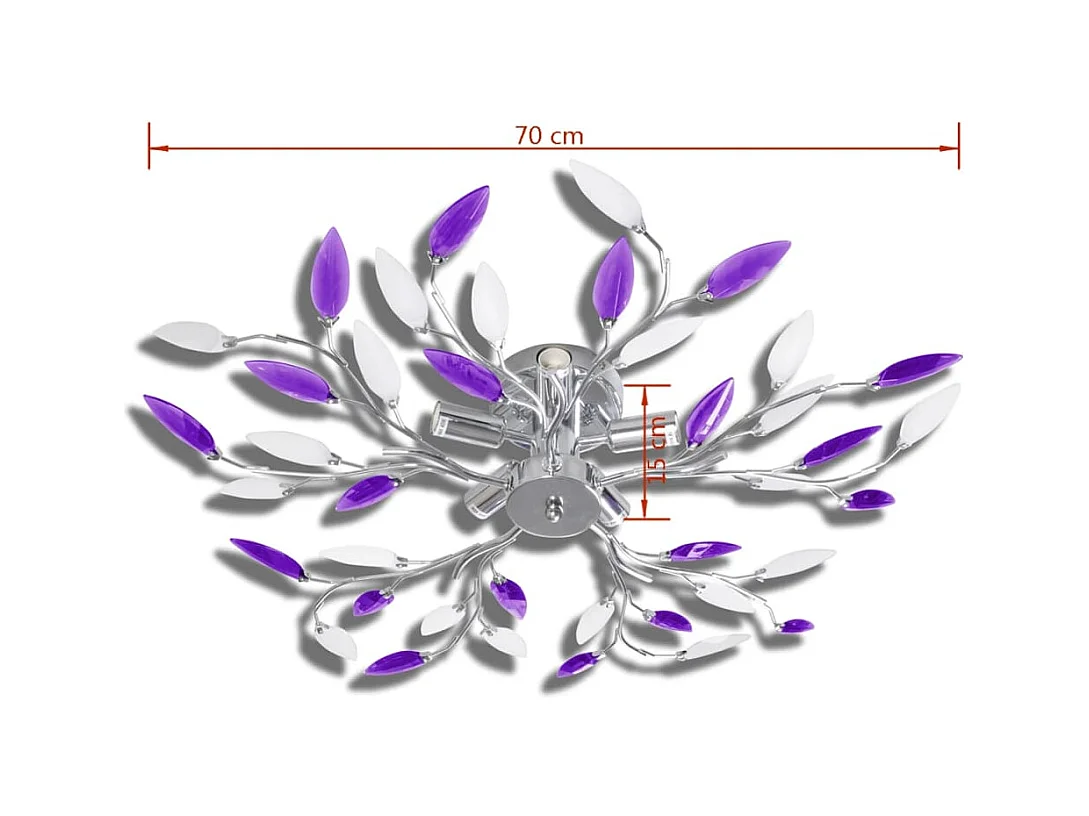 Plafonnier avec bras en acrylique Violet et blanc 5ampoules E14 FR653488