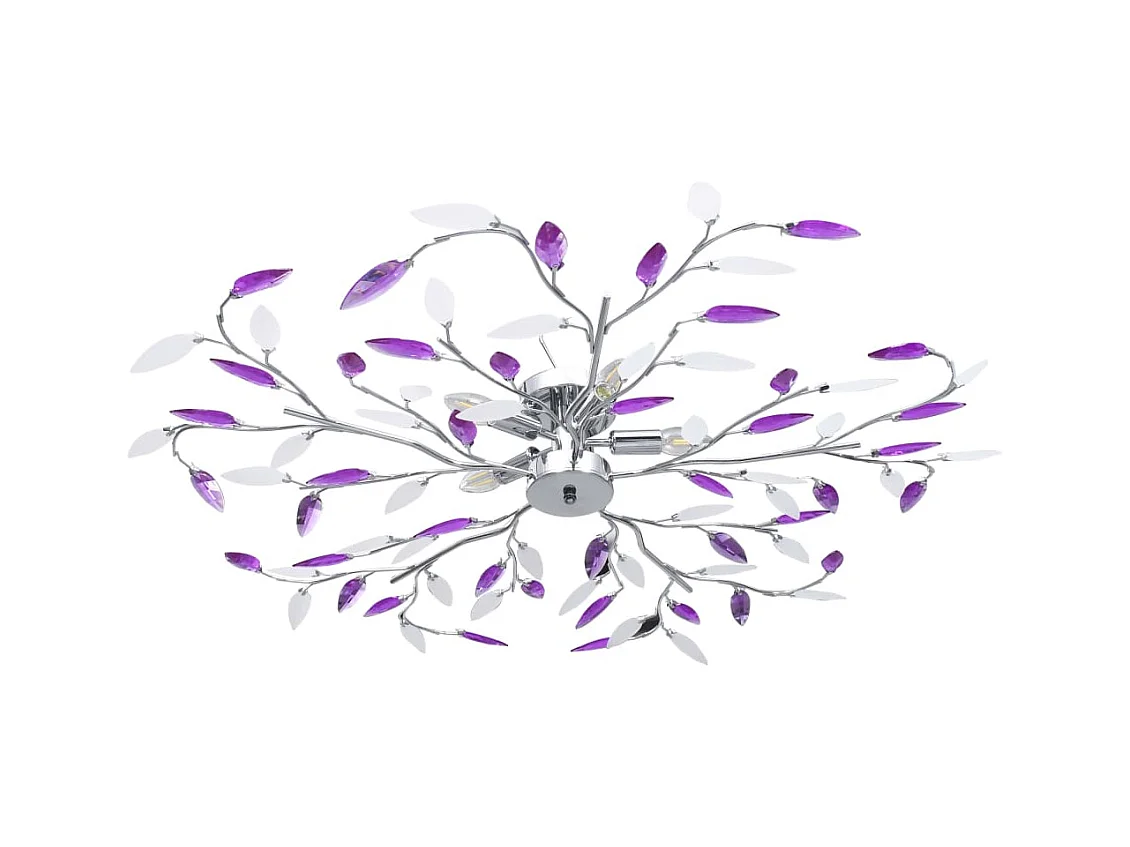 Plafonnier à bras feuille en cristal acrylique 5 ampoules E14 FR514997