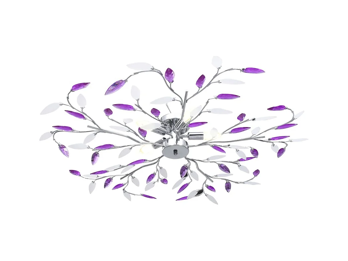 Candeeiro teto braços folhas de cristal acrílico 5 E14 roxo PT493215