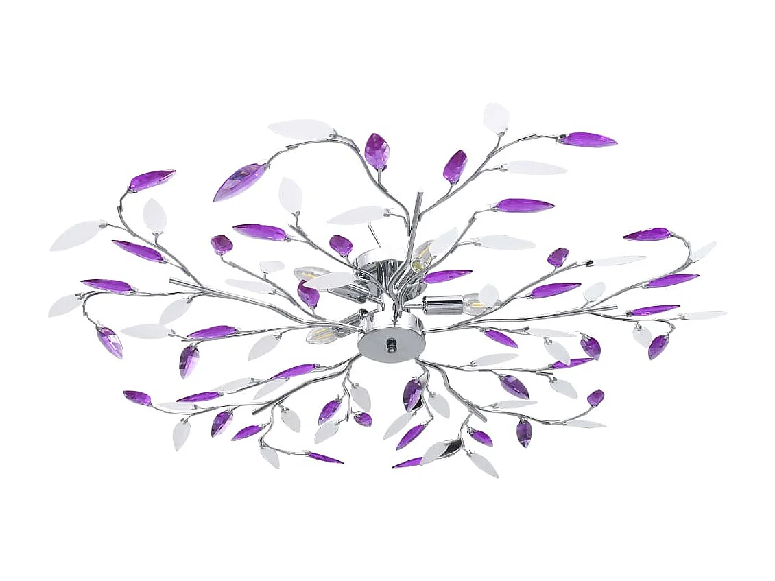Candeeiro teto braços folhas de cristal acrílico 5 E14 roxo PT493215