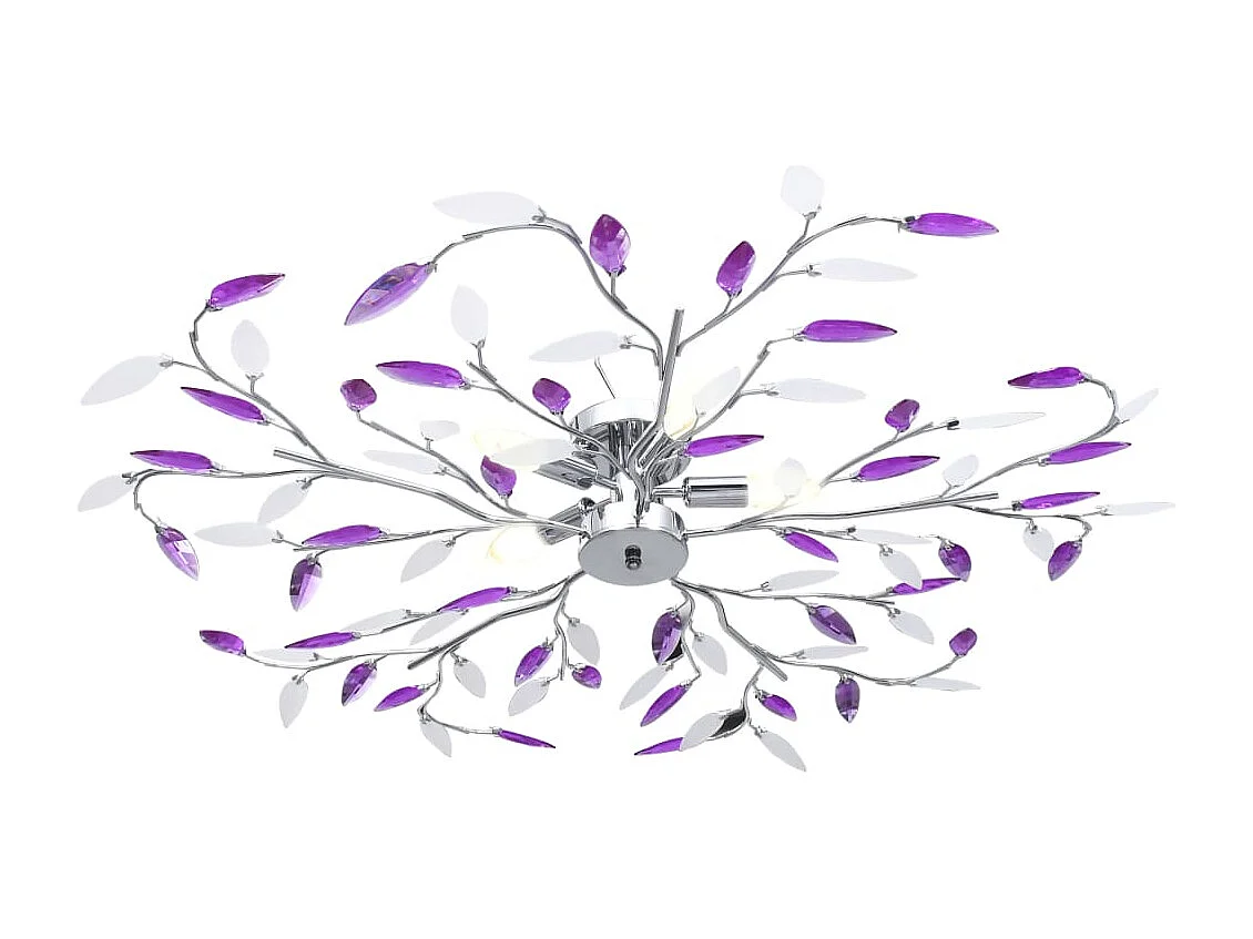 Candeeiro teto braços folhas de cristal acrílico 5 E14 roxo PT493215